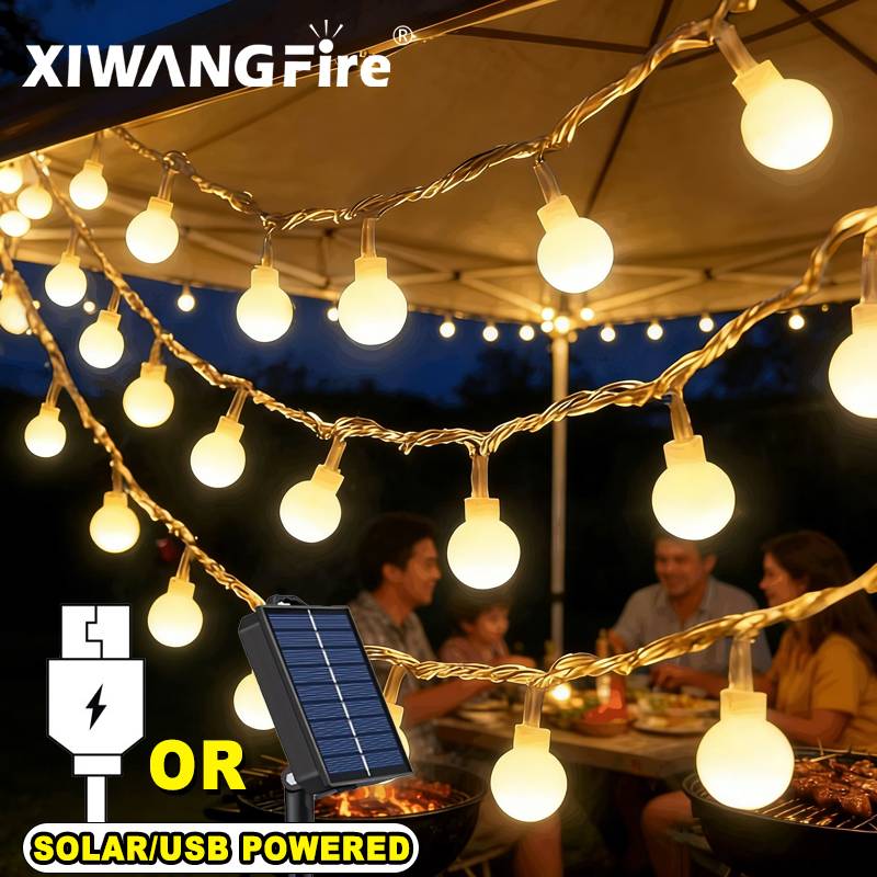Outdoor Lighting Waterproof - Guirlandes lumineuses solaires/USB/batterie de 3 à