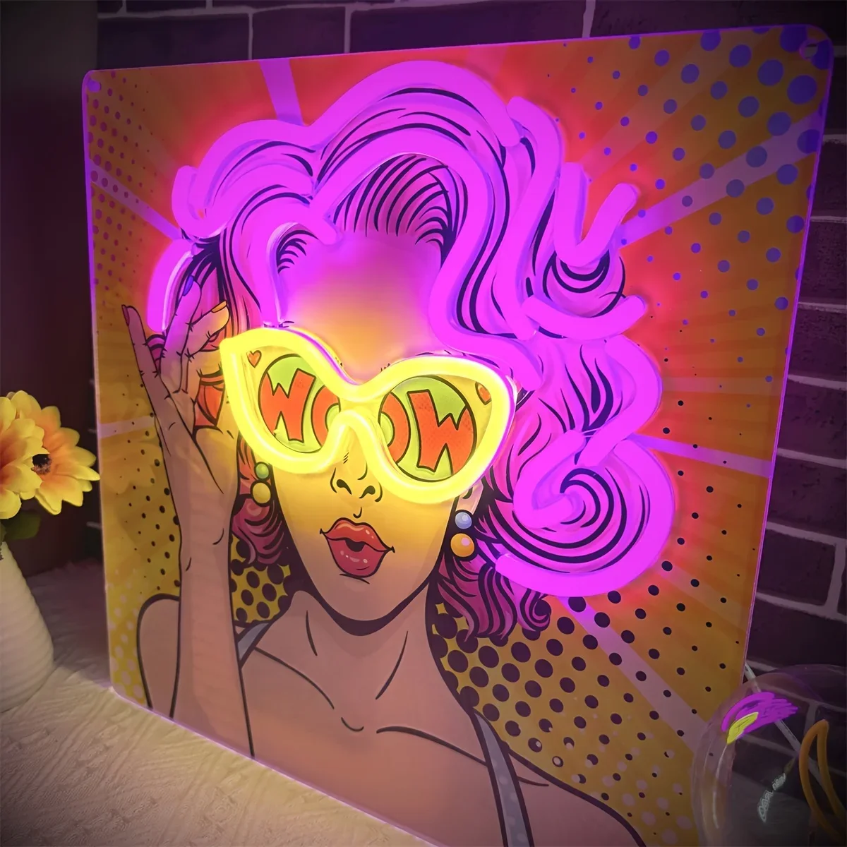 Outdoor Lighting Decor Wow - Wow Lady Pop Art LED enseigne