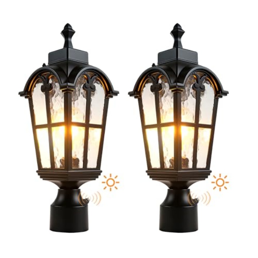 Outdoor Lighting Waterproof - Lampes de poteau extérieures à capteur,