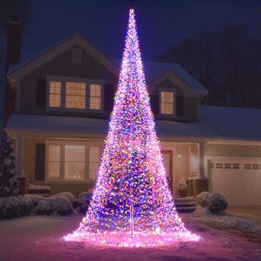 Outdoor Lighting Tree - Mât de drapeau extérieur avec sapin