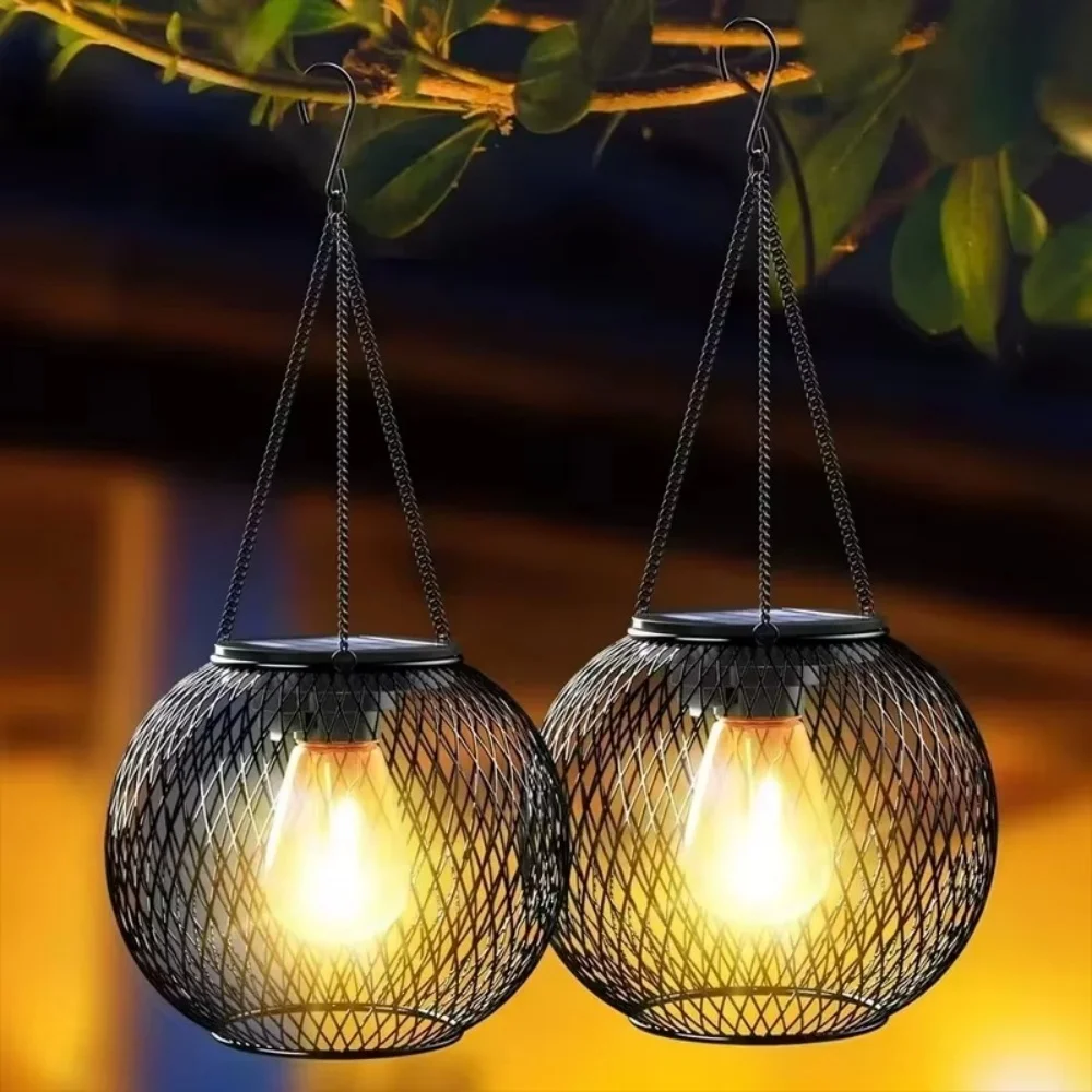 Outdoor Lighting Traditional - Lanterne solaire en fer forgé, sphérique,