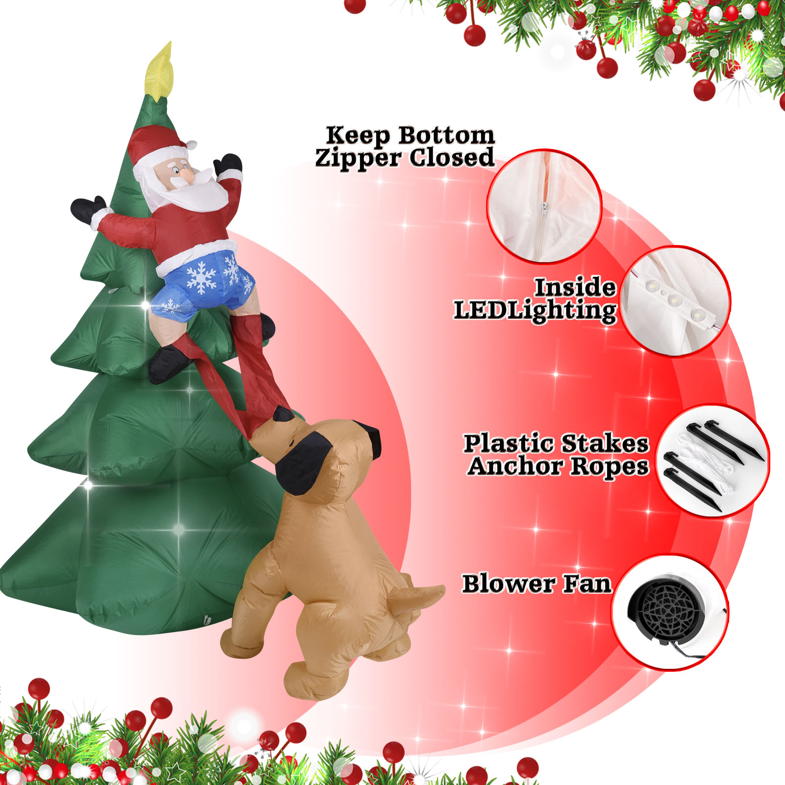 Chien gonflable de noël avec a - Outdoor Lighting Tree avis et prix