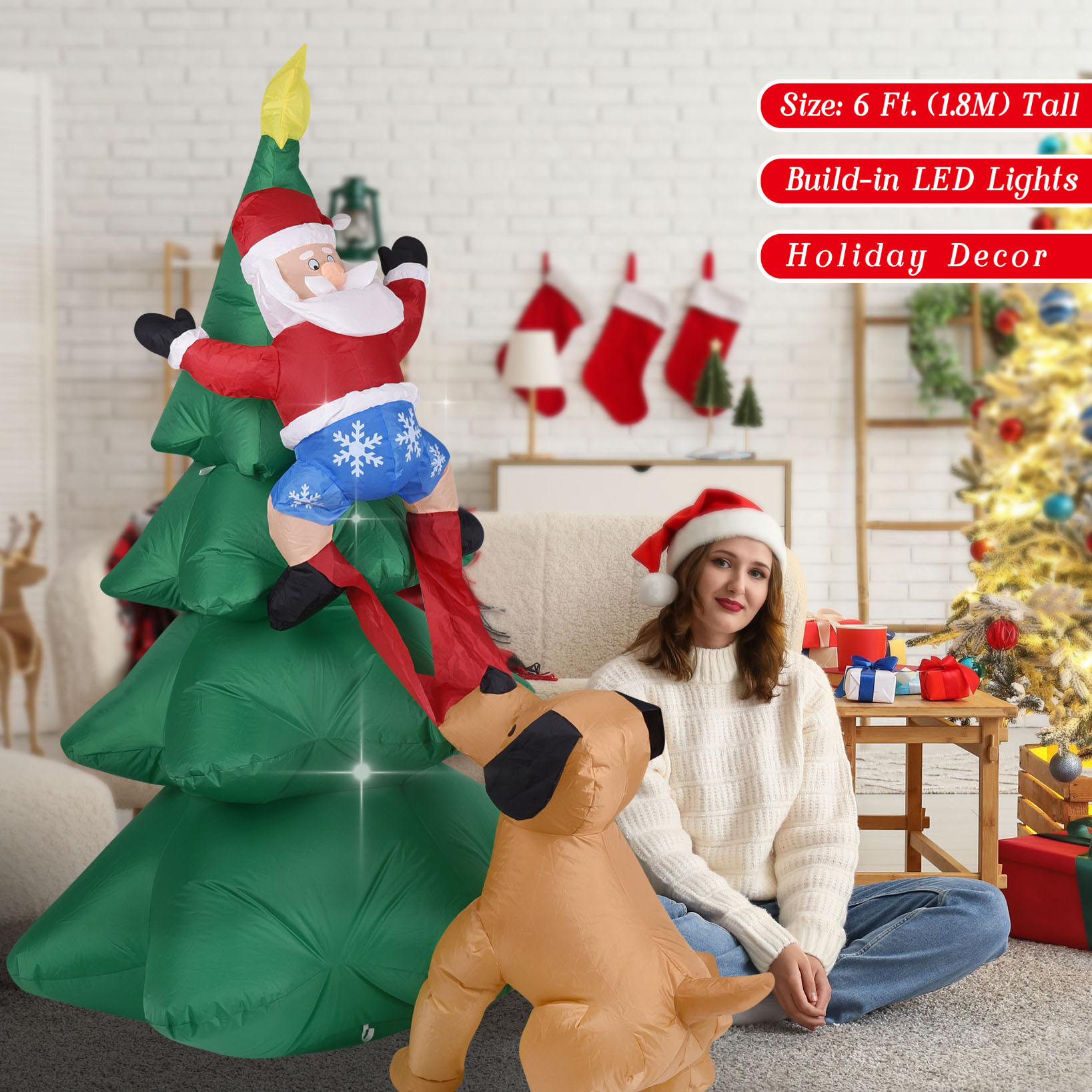 Chien gonflable de noël avec a - Outdoor Lighting Tree avis et prix