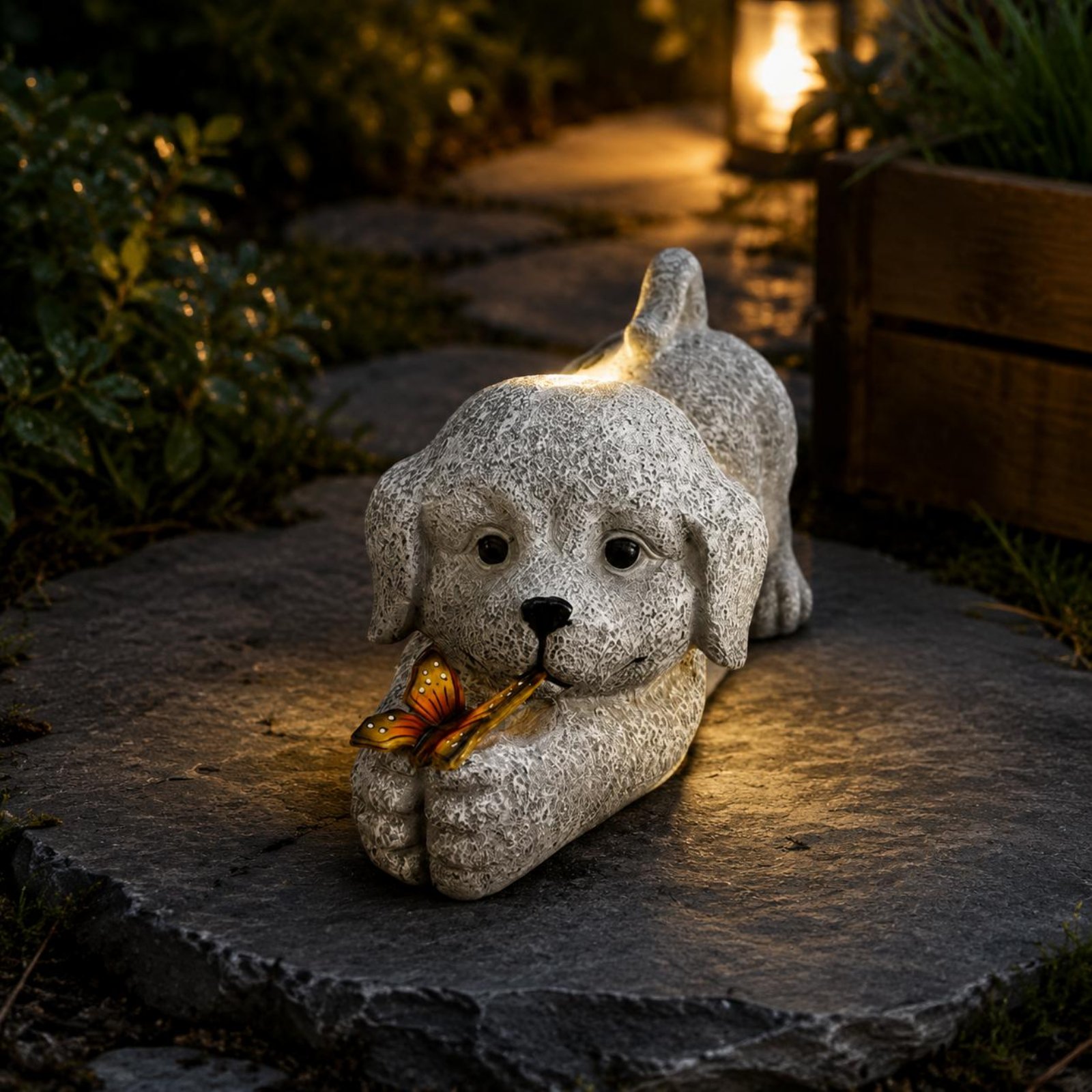 Statue de chien solaire en rés - Outdoor Lighting Wire avis et prix